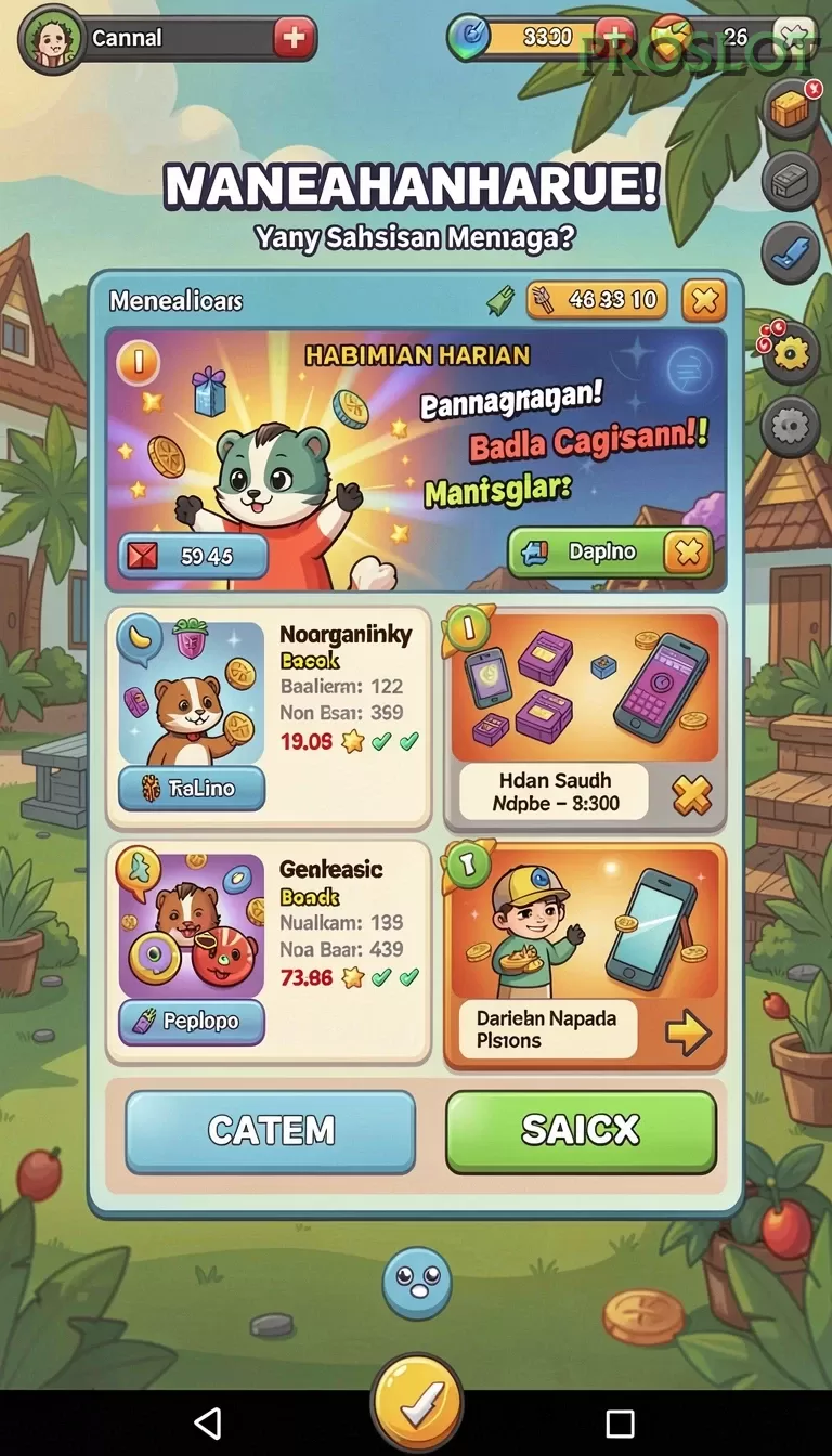 Cuplikan layar TITAN777 — menu navigasi